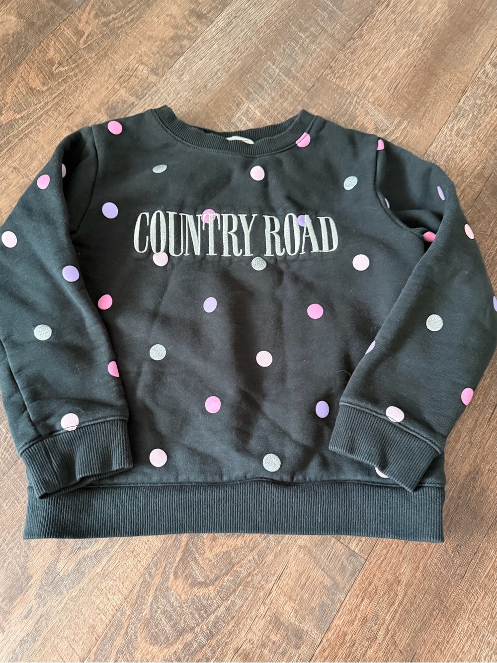 Country Road Kids Size 6 Black Polka Dot Logo Sweatshirt Cotton Australia